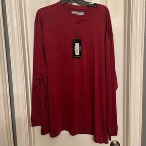 Roundtree And Yorke Performance Men's Burgundy Long Sleeve Tee Big And Tall 2XB